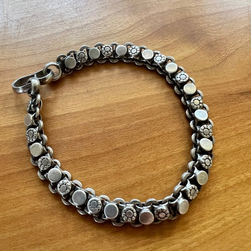 Authentic Vintage Indian Hand-worked Silver Bracelet